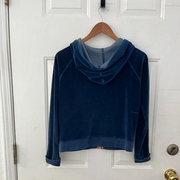 Lady Desigual Woman's Blue Velvet Velour Zip-Up Track Suit Top Hoodie Sz Med - Picture 5 of 7